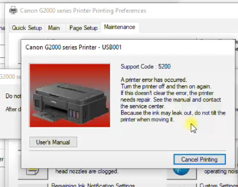 Canon Printer Error 5200