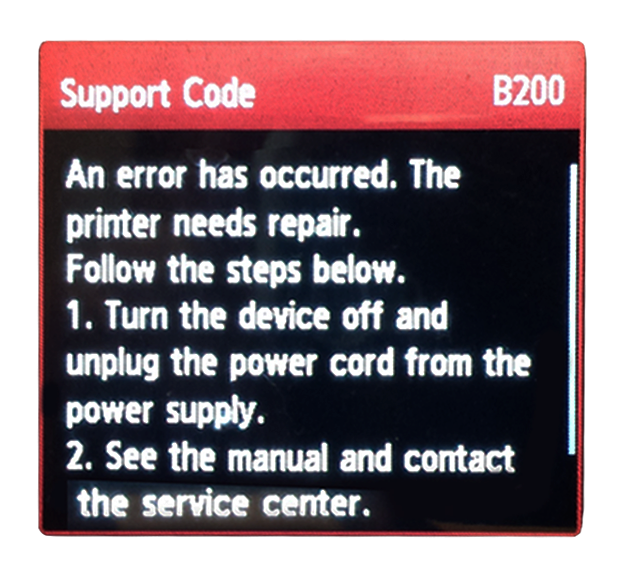 Canon B200 error