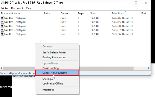 Clearing Printer Queue and Checking for Error Messages